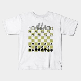 City Forest Chess Vintage Game by Tobe Fonseca Kids T-Shirt